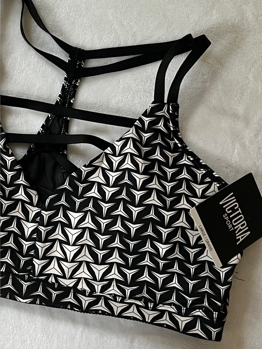 Victoria's Secret Black & White Geometric Strappy Sports Bra